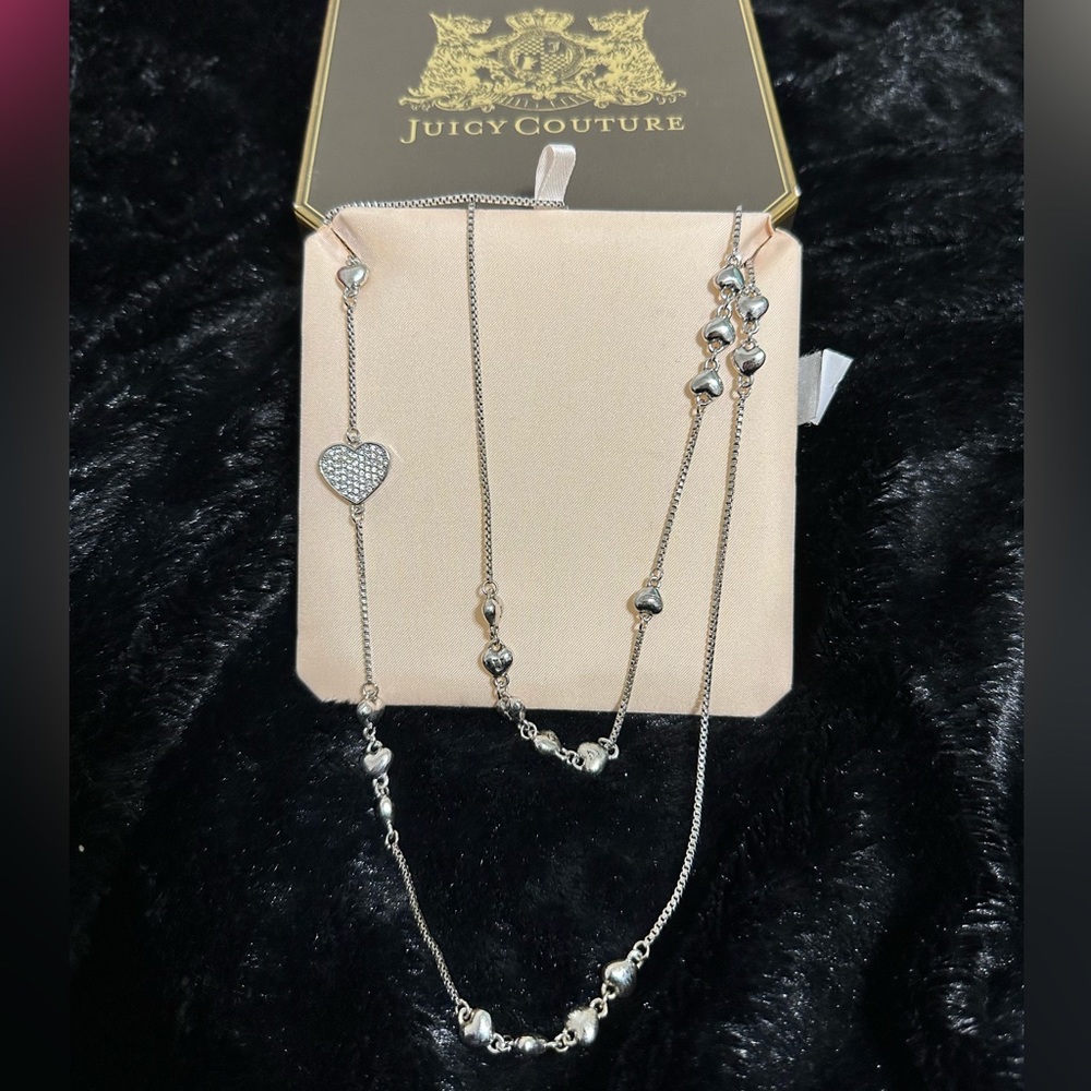 Juicy Couture Heart by the Yard Silver Necklace
